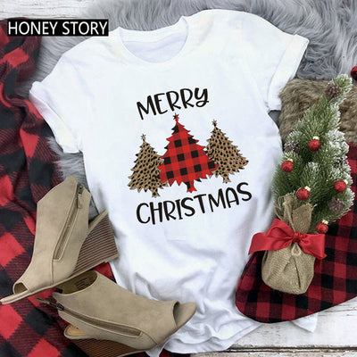 Merry Christmas T Shirt Santa Elk Men''s And Women''s Red Couple Short Sleeve Top