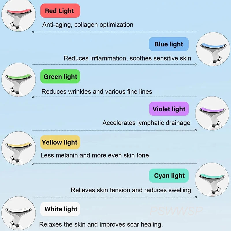 NovaSkin. 7 Color Neck Beauty Device EMS Face Lifting Massager.