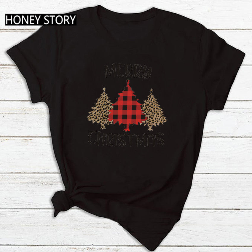 Merry Christmas T Shirt Santa Elk Men''s And Women''s Red Couple Short Sleeve Top